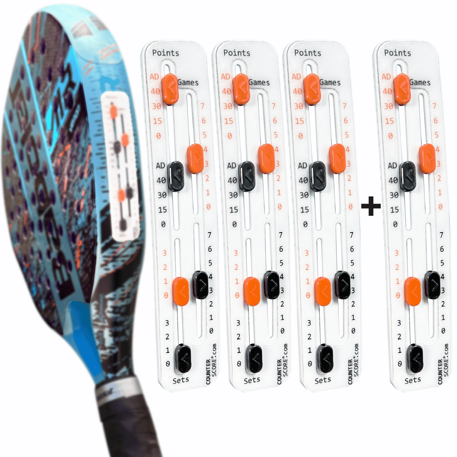 Pack de 4 CounterScore® Blanc - Le Compteur de Score pour le Padel