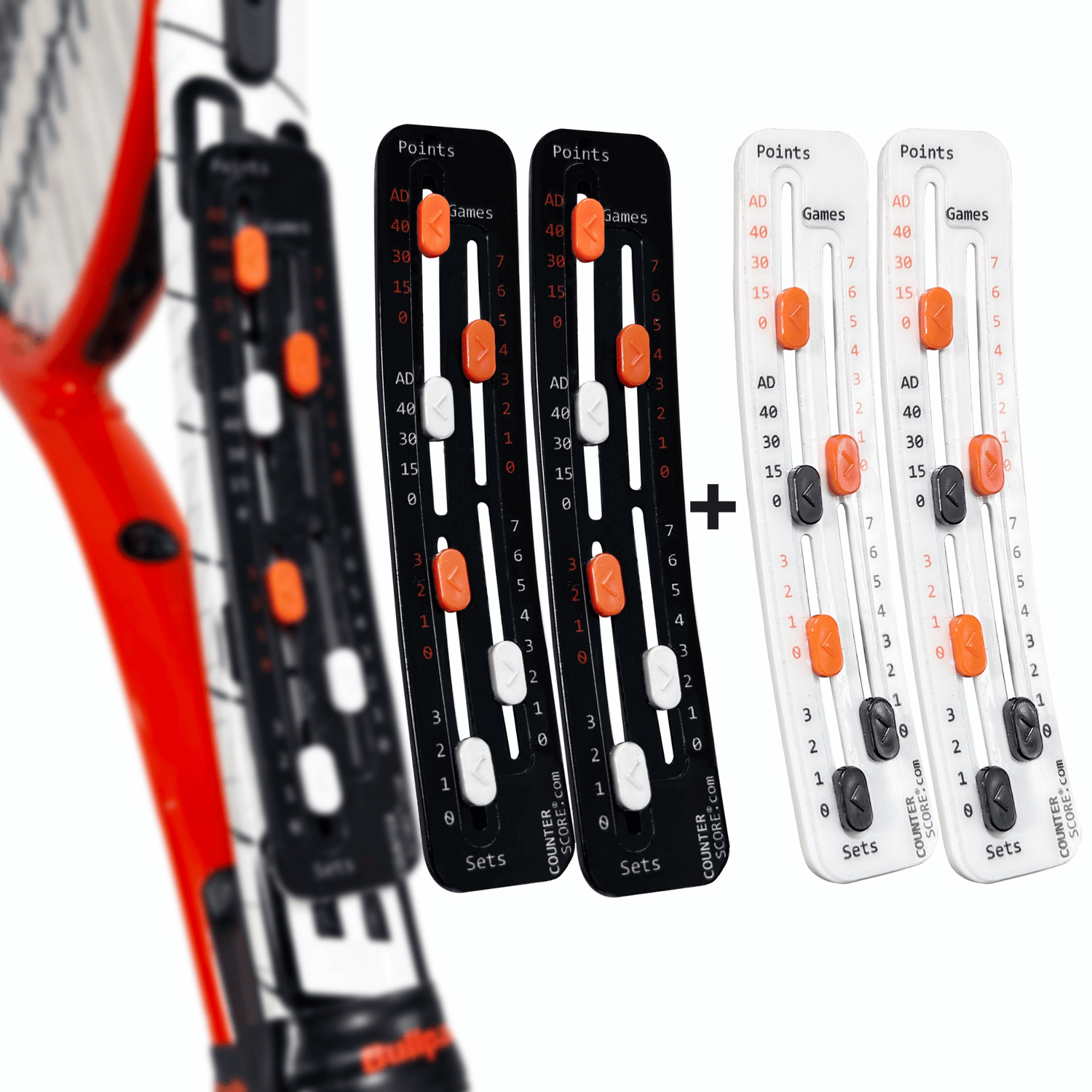 Pack de 4 CounterScore® Noir & Blanc - Le Compteur de Score pour le Tennis