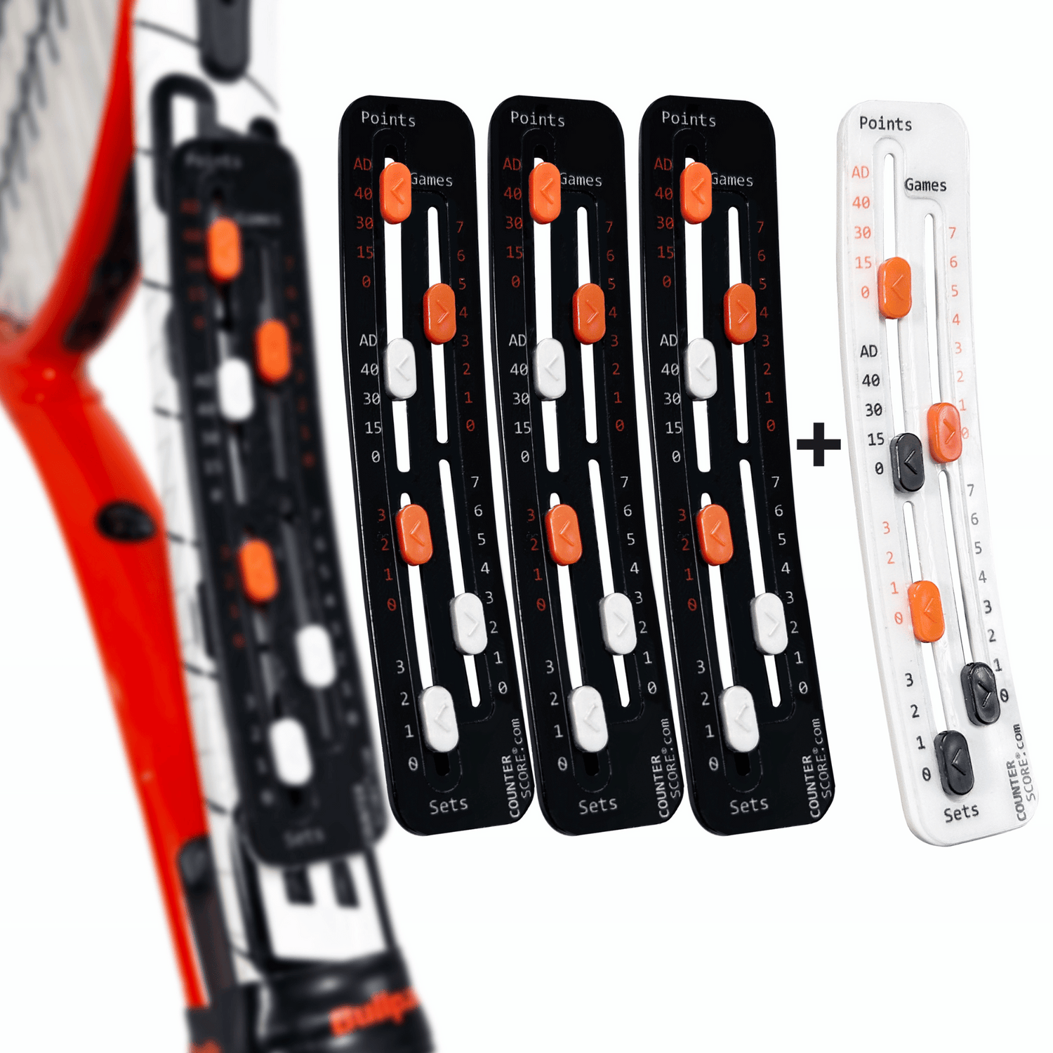Pack de 4 CounterScore® Noir et Blanc - Le Compteur de Score pour le Tennis