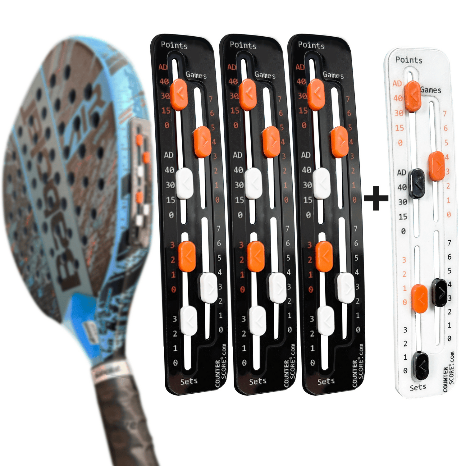 Pack de 4 CounterScore Noir et Blanc | Le Compteur de Point pour le Padel