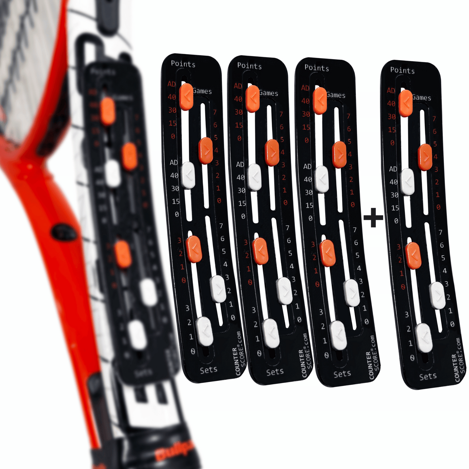 Pack de 4 CounterScore® Noir - Le Compteur de Score pour le Tennis