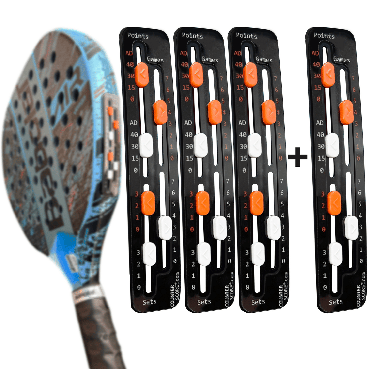 Pack de 4 CounterScore® Noir – Le Compteur de Point pour le Padel